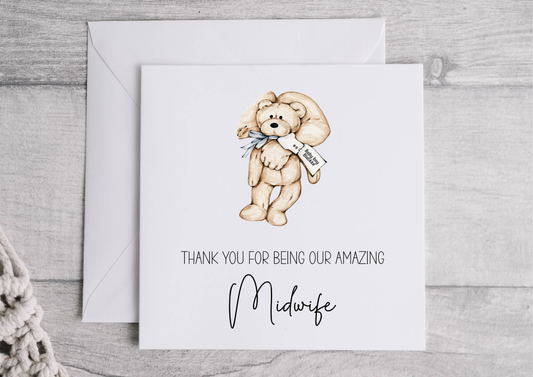 Midwife Thank You Card - Teddy