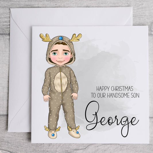 Son/Boy Christmas Card - Reindeer