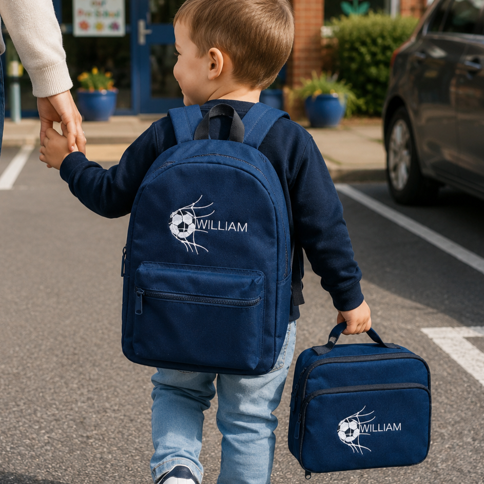 Football Theme Navy Rucksack & Lunch Bag Set