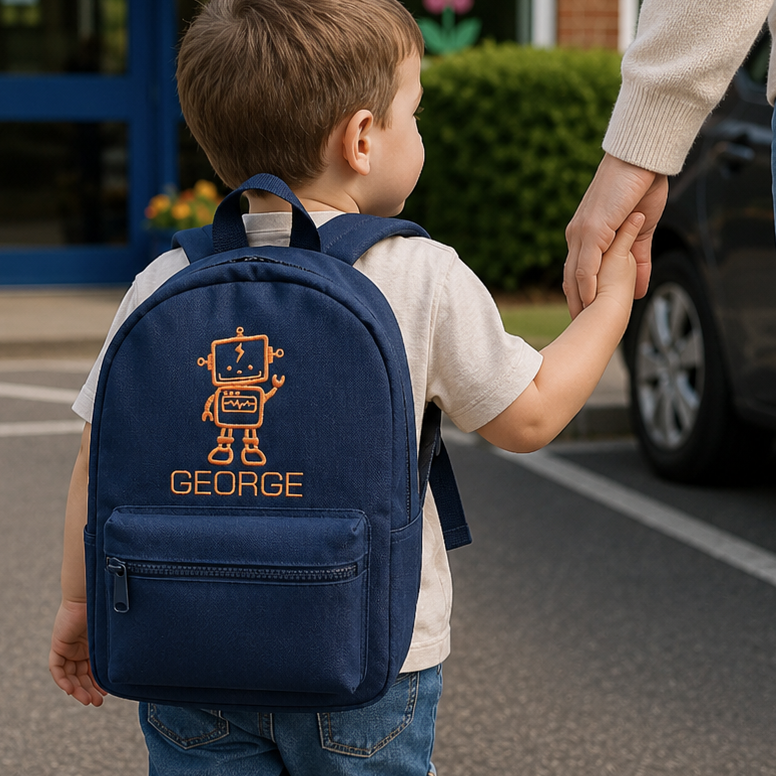 Robot Theme Rucksack - Embroidered