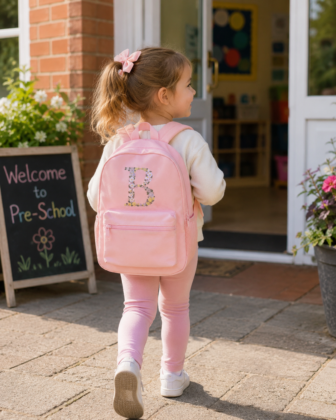 Personalised Initial Pastel Floral Rucksack - Daisy