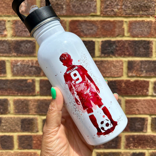 Boys Football Water Bottle - Silhouette - Little Mamma Duck