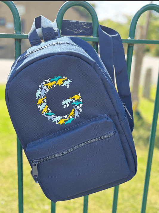 Personalised Dinosaur Initial Navy Rucksack - Little Mamma Duck