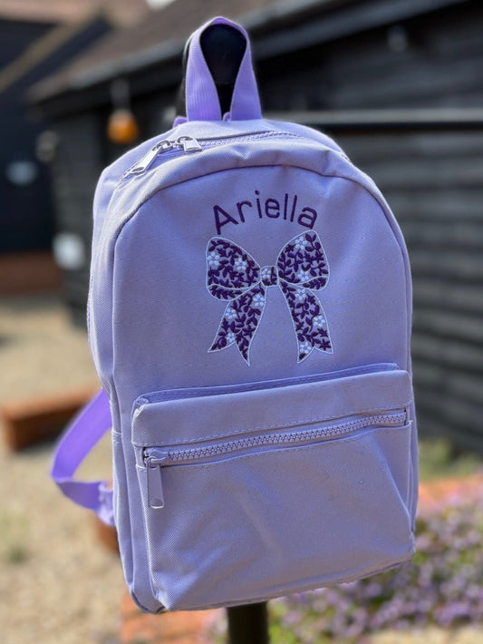 Personalised Embroidered Flower Bow Rucksack - Little Mamma Duck