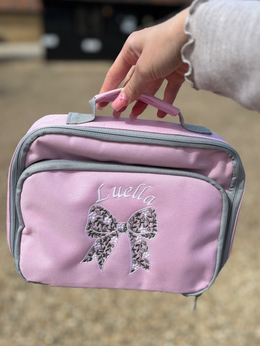 Personalised Flower Bow Insulated Lunch Bag - Little Mamma Duck