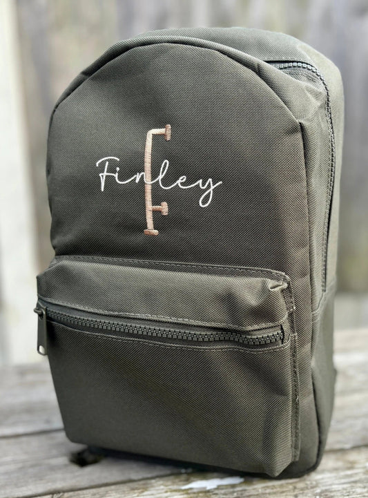 Personalised Initial Name Rucksack - Dark Green - Little Mamma Duck