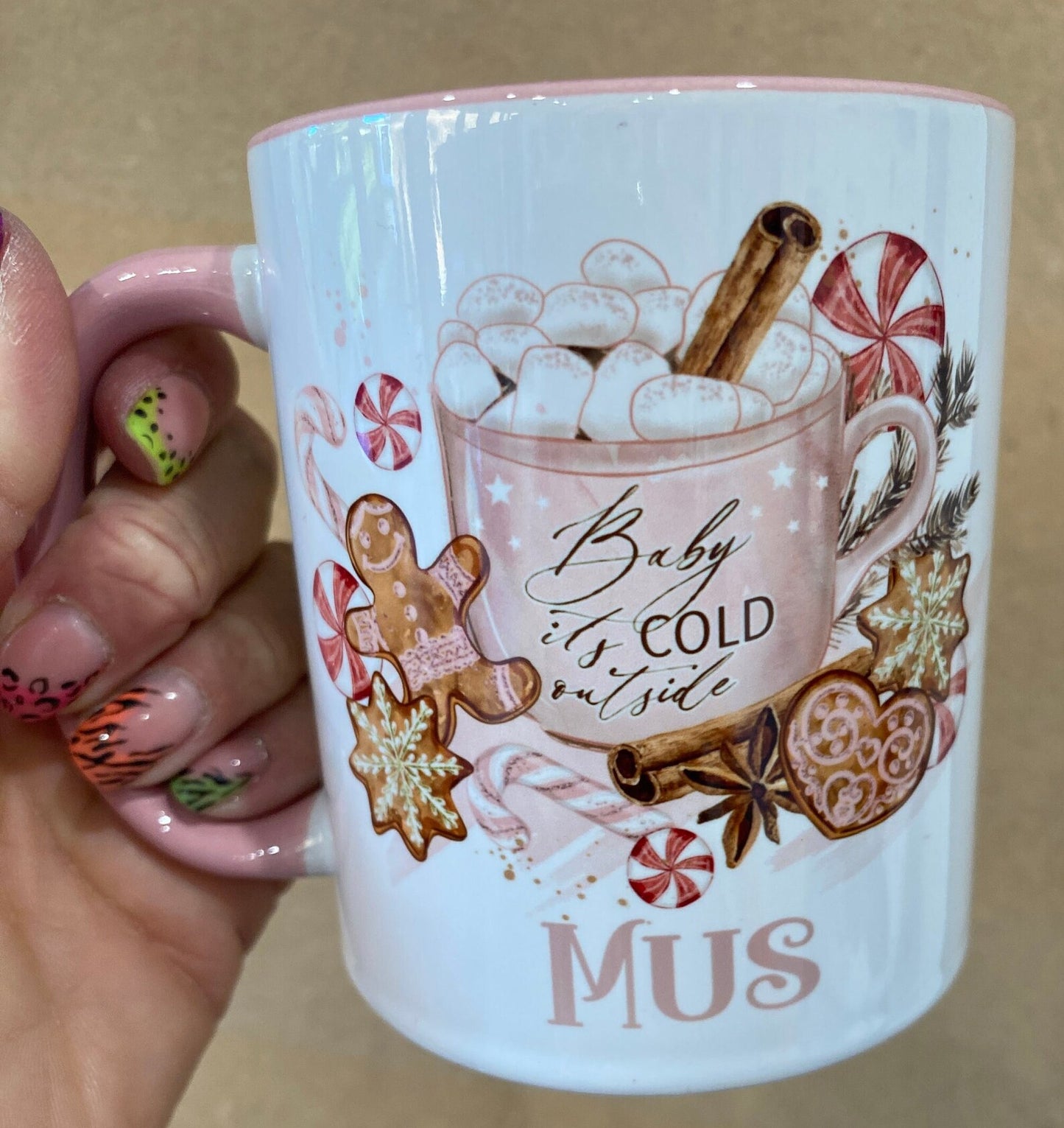 Pink Christmas Mug