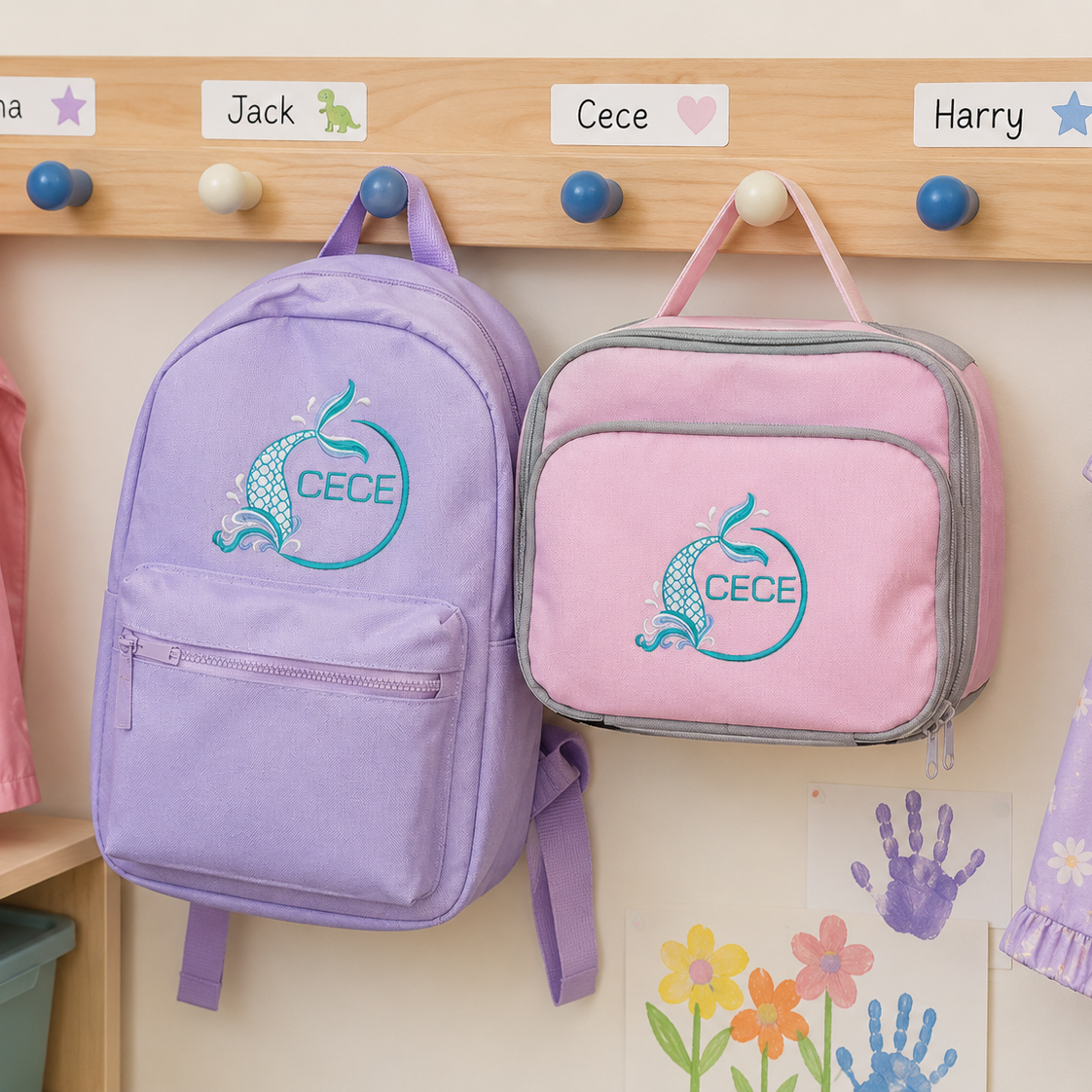 Mermaid Rucksack & Lunch Bag Set - Turquoise