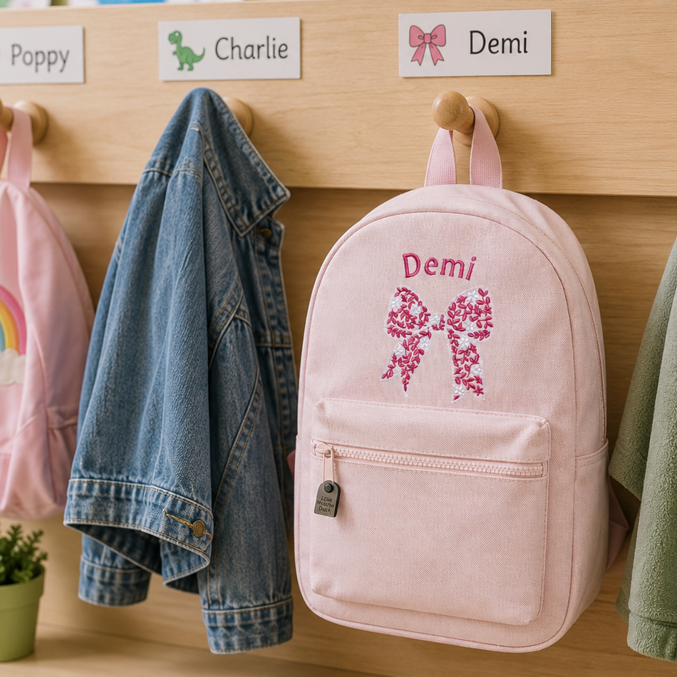 Flower Bow Rucksack - Personalised & Embroidered