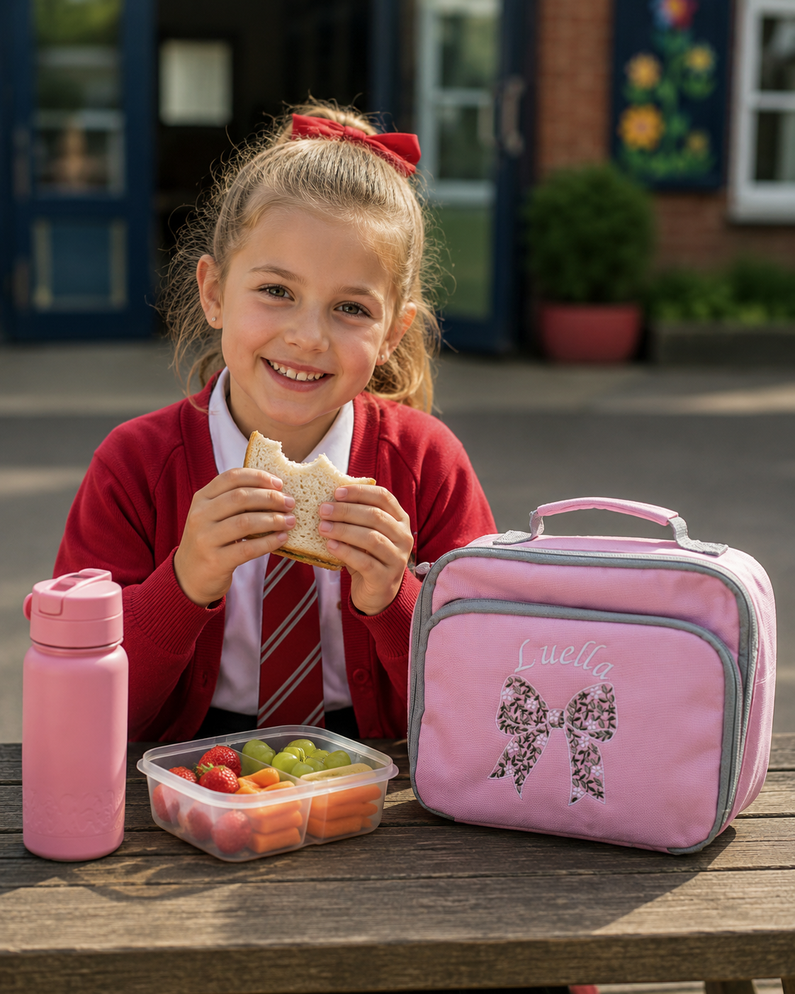 Personalised Flower Bow Insulated Lunch Bag