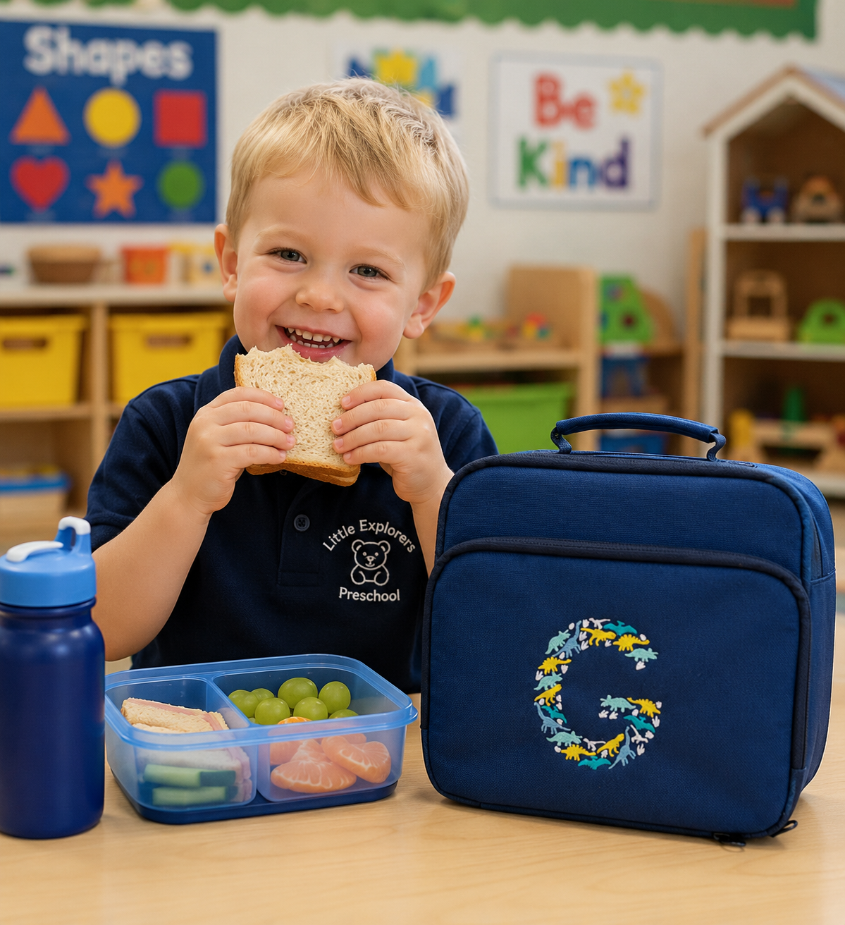 Personalised Dinosaur Lunch Bag | Embroidered Initial School Lunch Bag