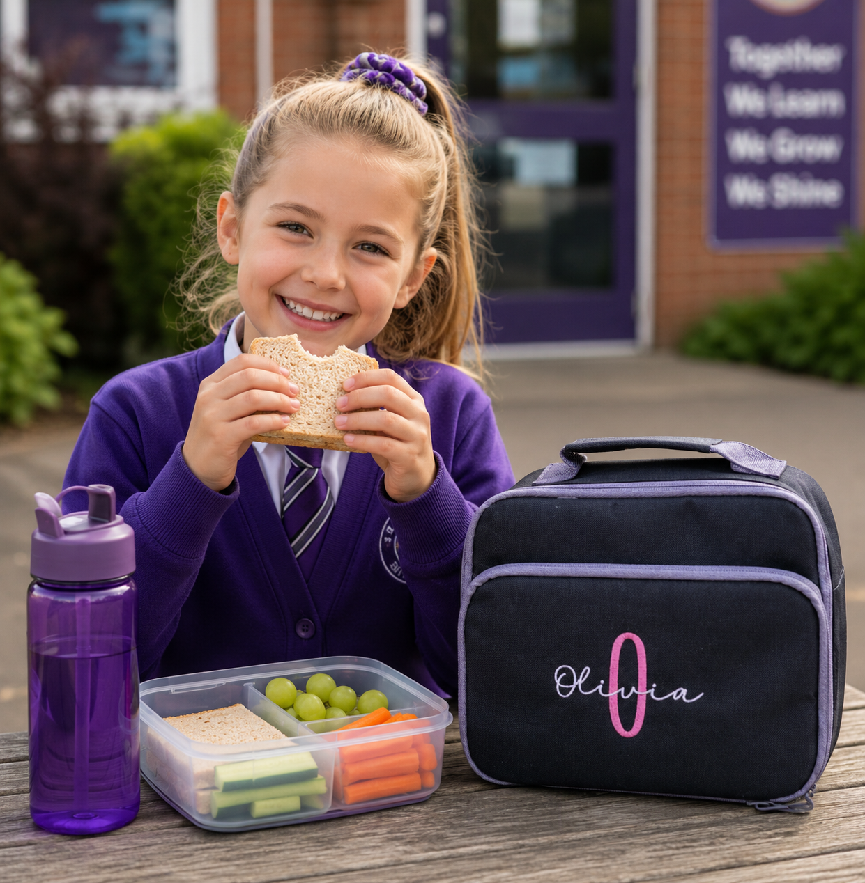 Personalised Girls Lunch Bag | Embroidered School Lunch Bag with Name