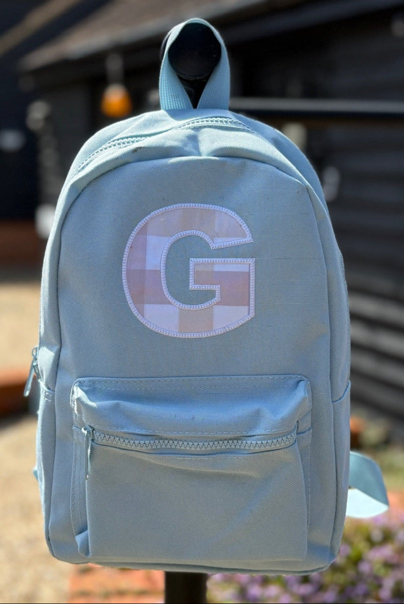 pastel gingham initial rucksack