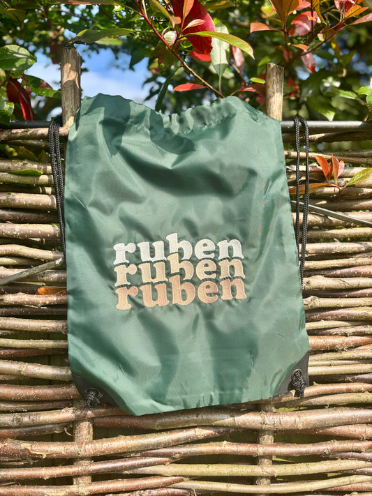 Triple Name Drawstring Bag