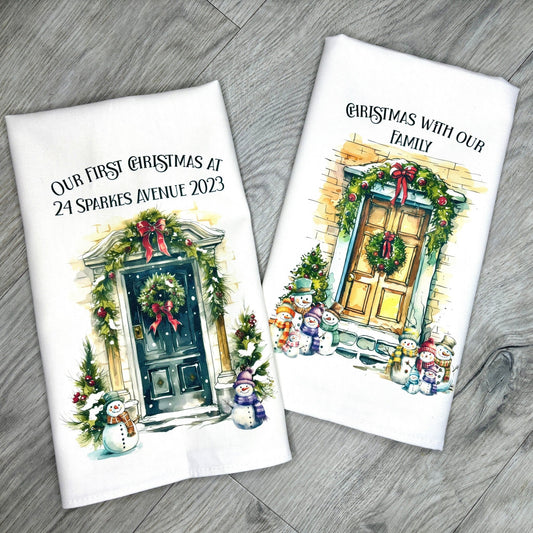 Christmas Door Tea Towel - Little Mamma Duck
