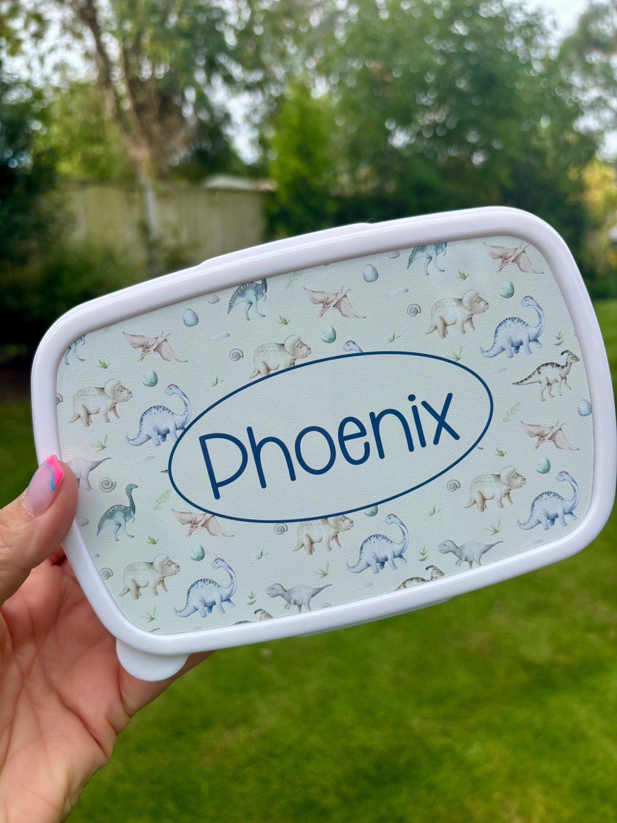 Dinosaur Personalised Set – Rucksack, Lunch Bag, Lunch Box & Water Bottle - Little Mamma Duck