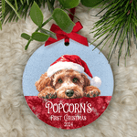 Personalised dog Christmas bauble with pet name and breed silhouette
