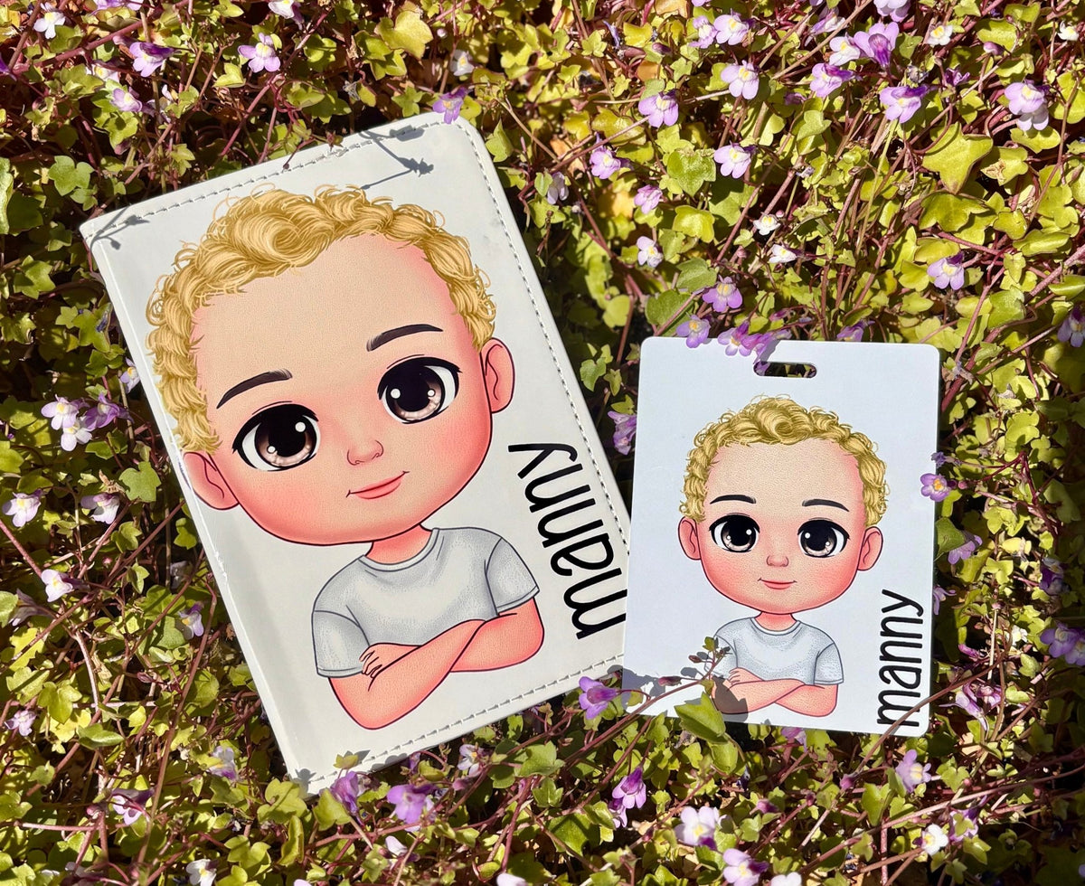 Kids Character Passport Holder & Matching Luggage Tag – Personalised Travel Set - Little Mamma Duck