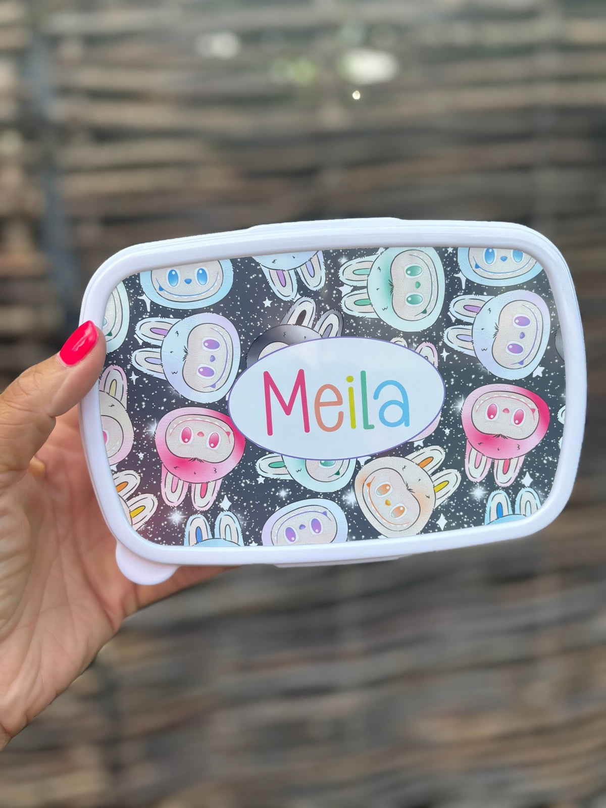 Personalised Labubu lunch box with custom name on front