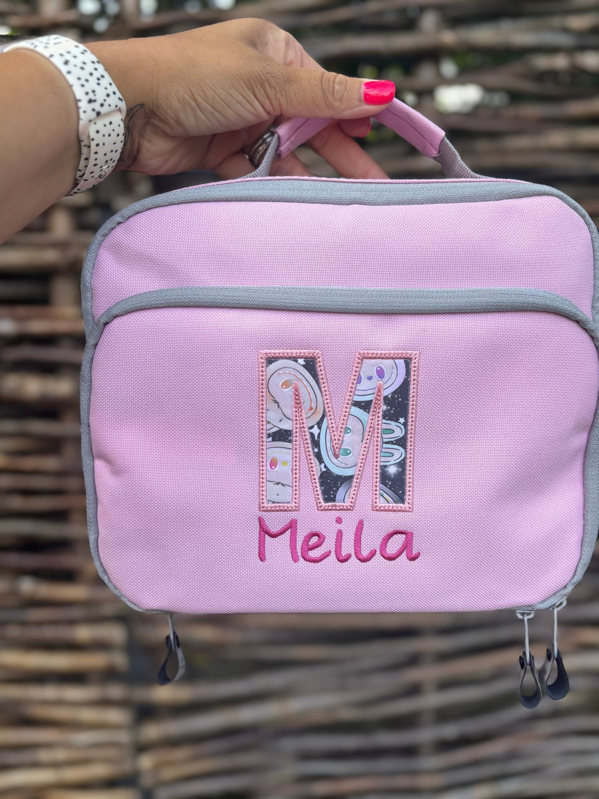 Insulated Labubu lunch bag with character design and zipper