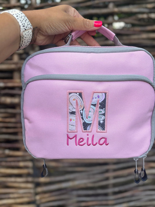 Insulated Labubu lunch bag with character design and zipper