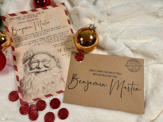 Lapland Invitation - Little Mamma DuckPersonalised Lapland invitation with child's name, envelope, and wax seal
