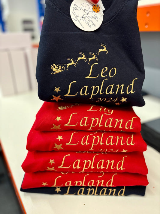 Lapland Sweatshirt – Flying Santa & Reindeers Christmas Jumper - Little Mamma Duck