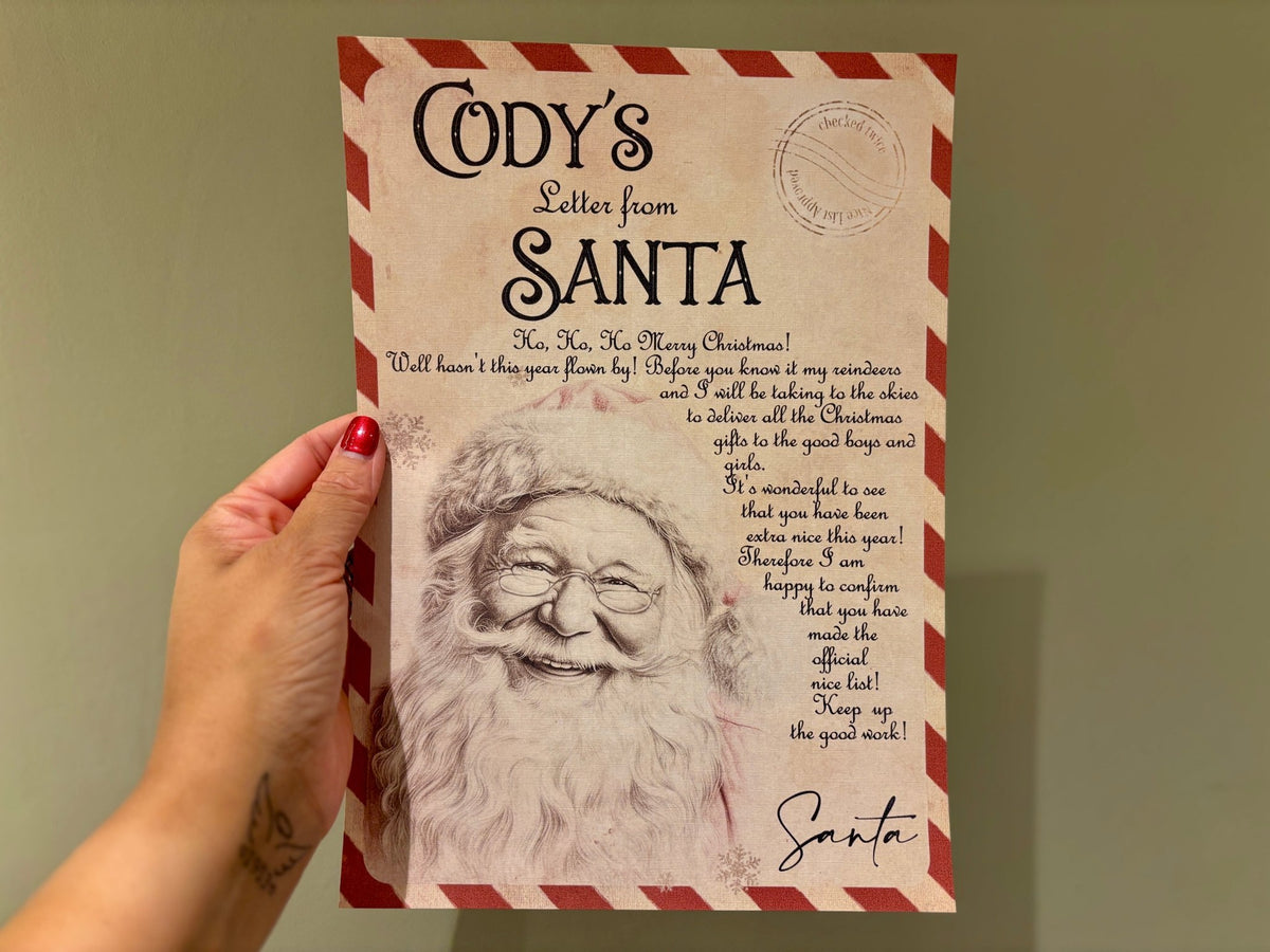 Festive Santa letter with child’s name printed on North Pole stationery