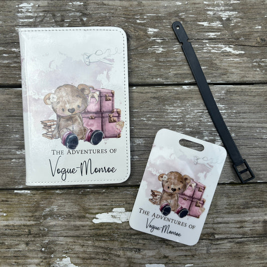 Personalised Bear Passport Cover & Luggage Tag Set - Little Mamma Duck