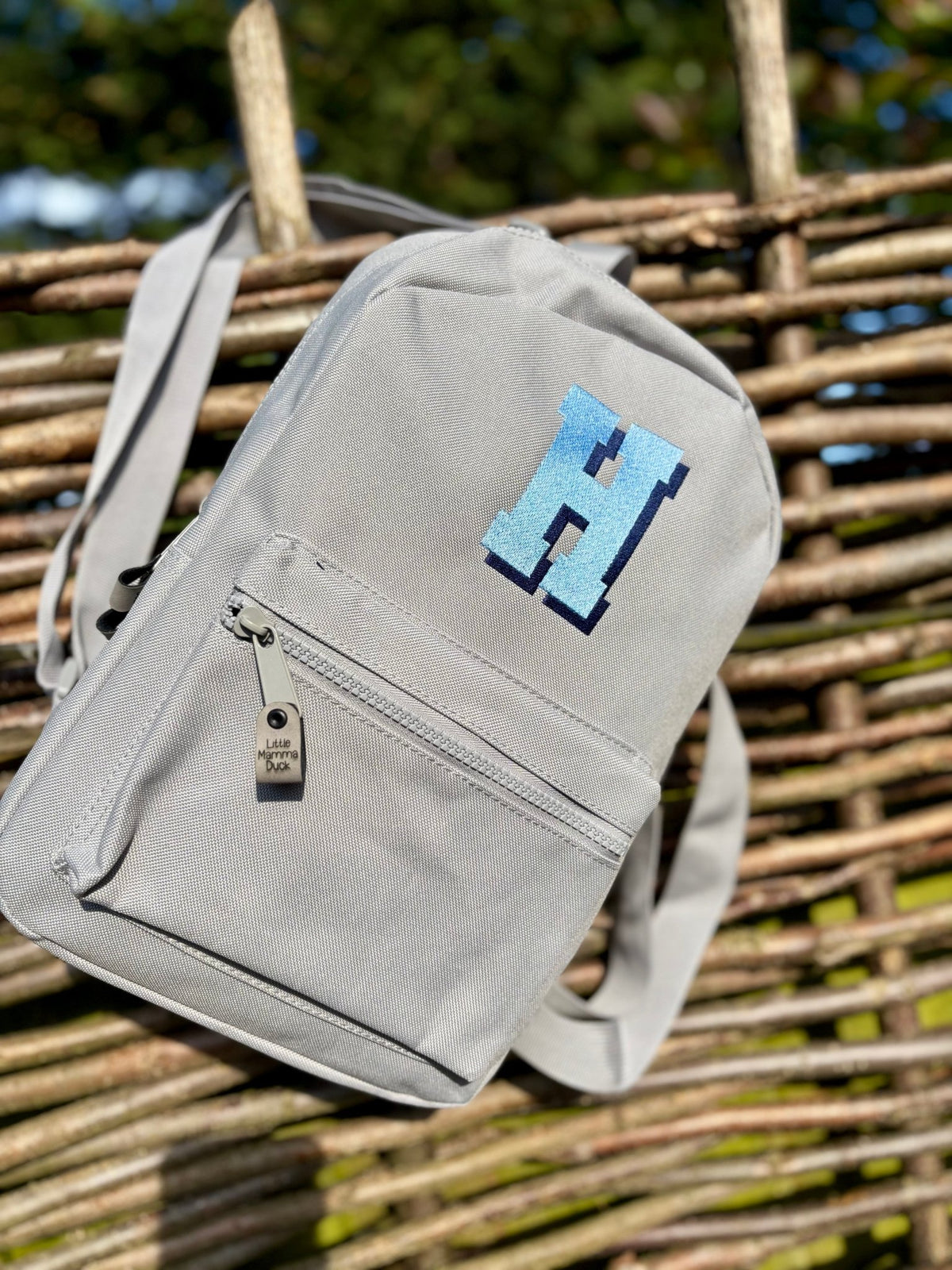 Personalised Blue Initial Rucksack - Block Shadow - Little Mamma Duck