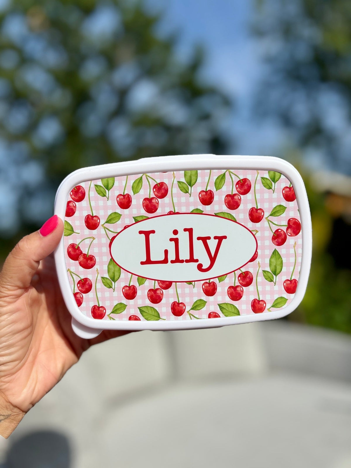 Personalised Cherry Lunch Box & Water Bottle Set - Little Mamma Duck