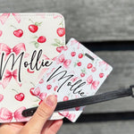 Personalised Cherry, Strawberries & Bows Travel Set – Passport Cover & Luggage Tag - Little Mamma Duck