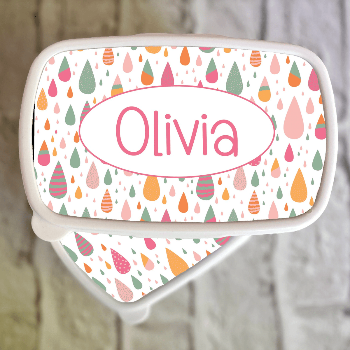 Personalised Colourful Raindrop Snack Box for Kids - Little Mamma Duck