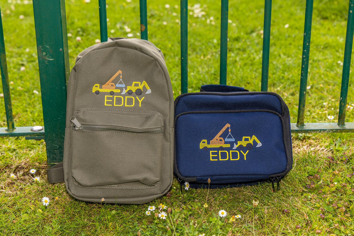 Personalised Construction Theme Rucksack & Lunch Bag - Little Mamma Duck