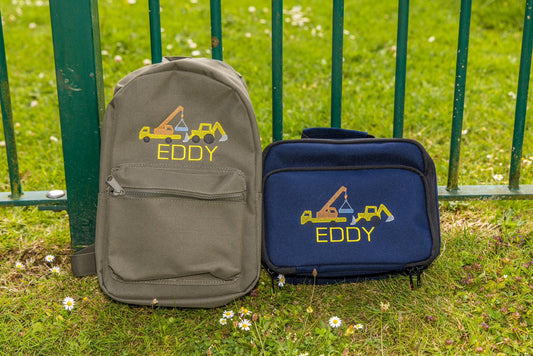 Personalised Construction Theme Rucksack & Lunch Bag - Little Mamma Duck