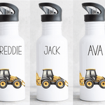 Personalised Digger Water Bottle & Lunch Box Set - Little Mamma Duck