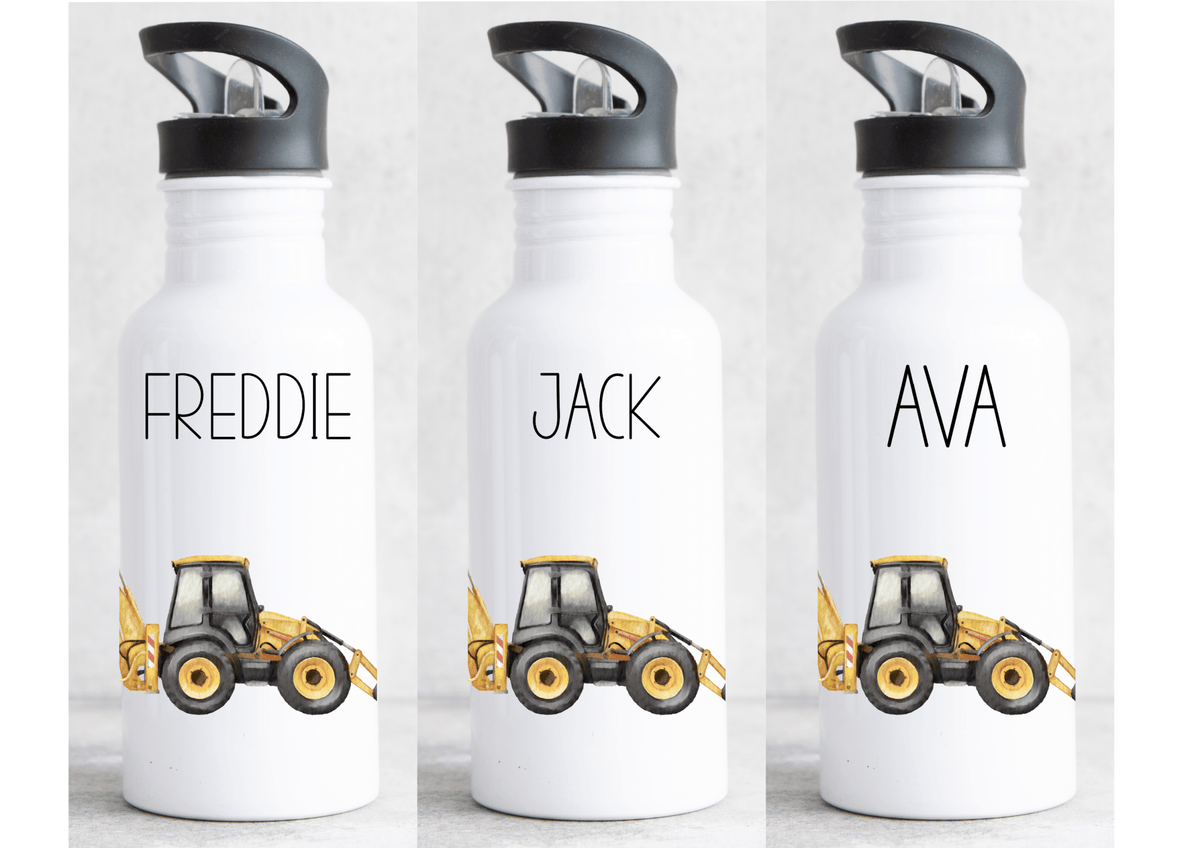 Personalised Digger Water Bottle & Lunch Box Set - Little Mamma Duck