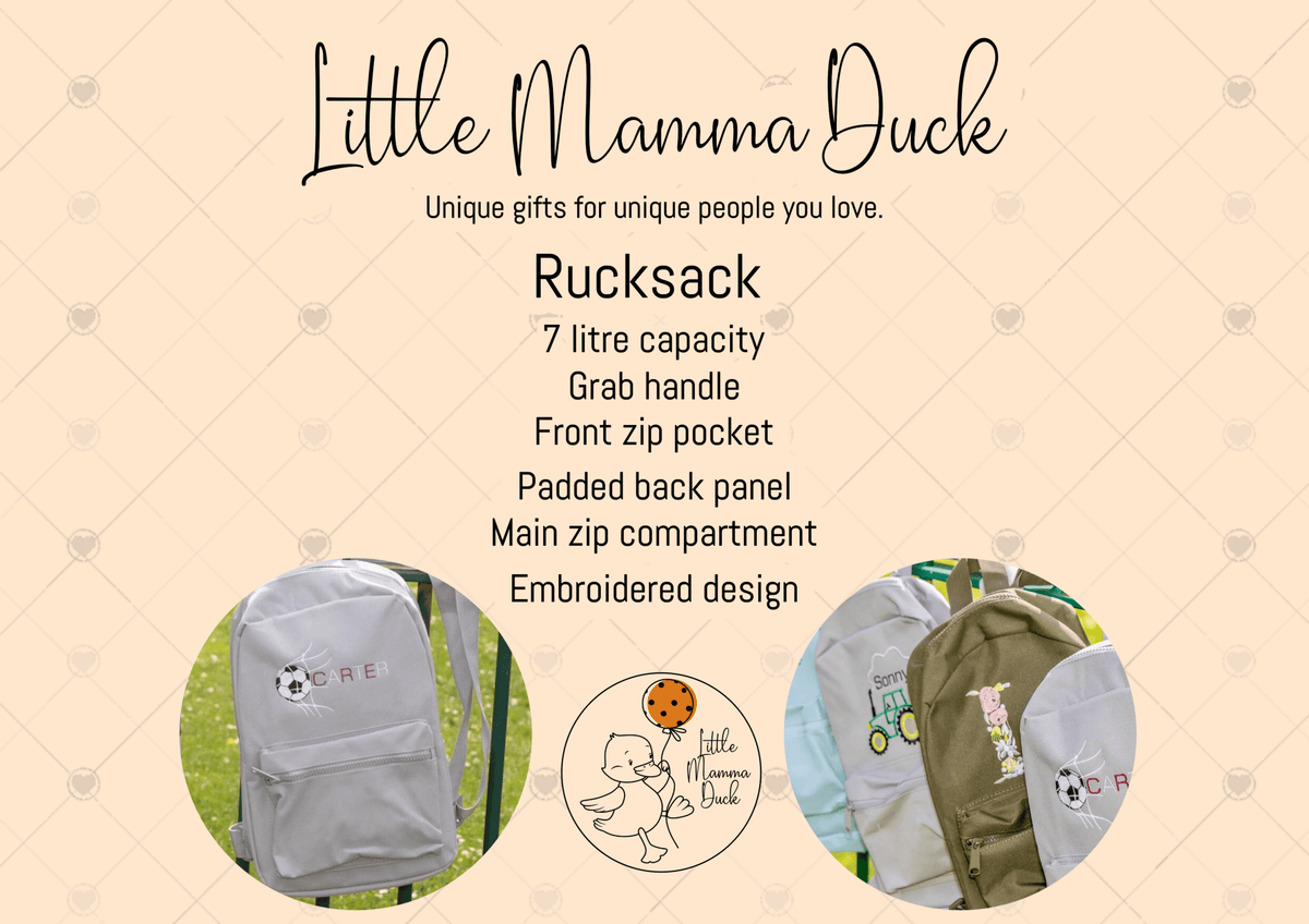 Personalised Dinosaur Initial Green Rucksack - Little Mamma Duck