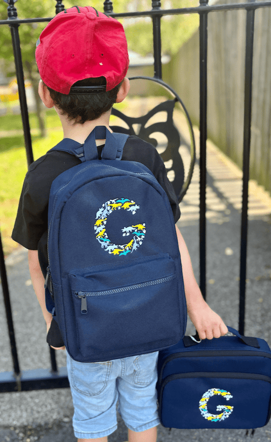 Personalised Dinosaur Initial Navy Rucksack - Little Mamma Duck