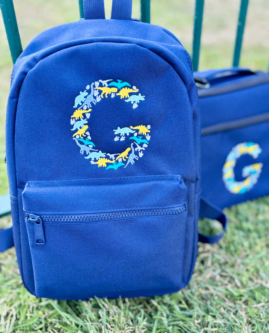 Personalised Dinosaur Initial Navy Rucksack - Little Mamma Duck