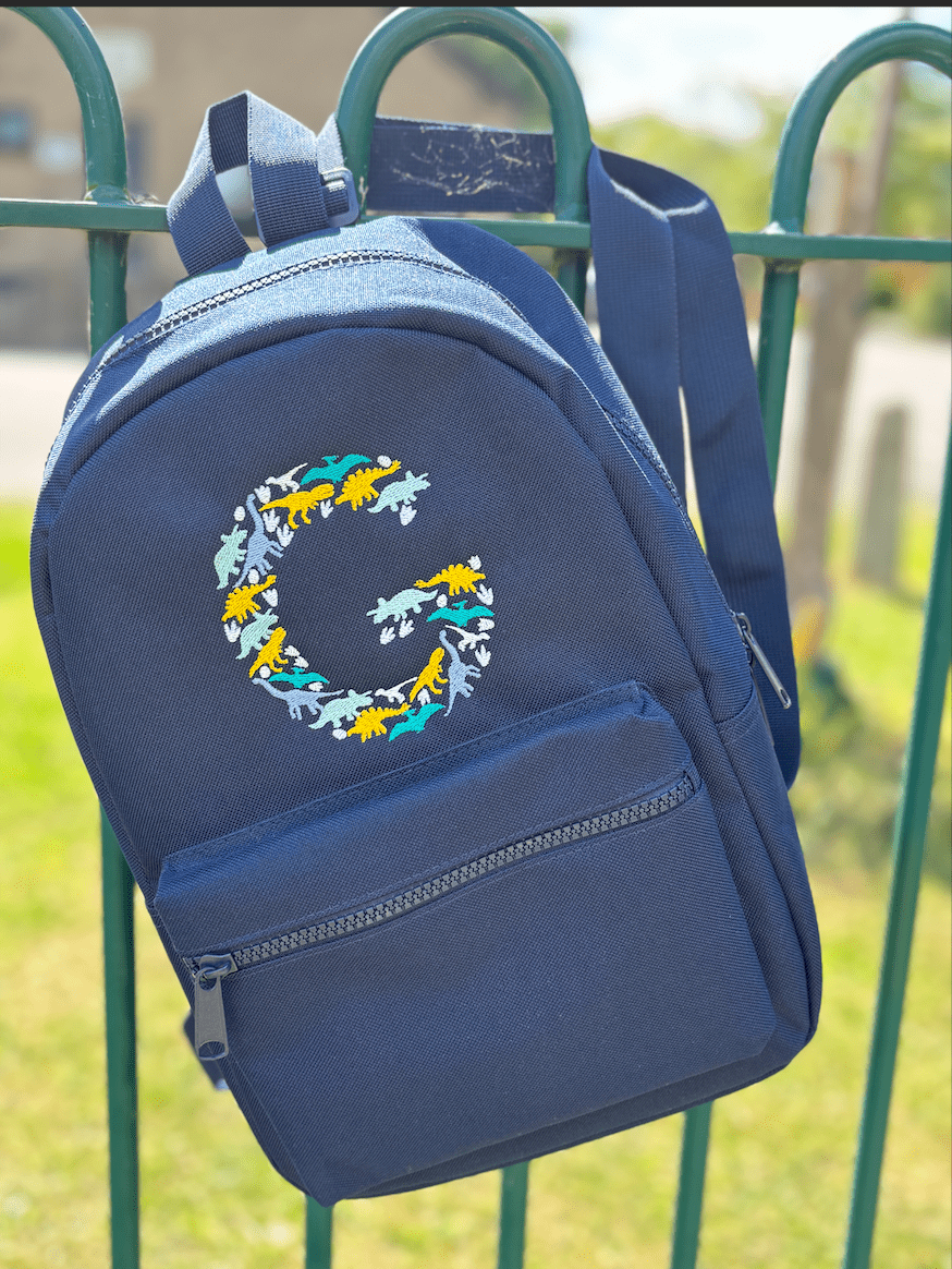 Personalised Dinosaur Initial Navy Rucksack - Little Mamma Duck