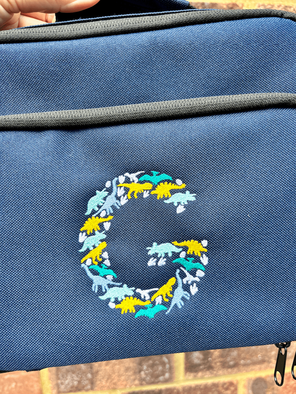 Personalised Dinosaur Initial Navy Rucksack & Lunch Bag - Little Mamma Duck