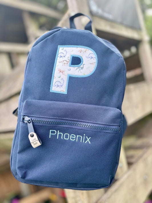 Personalised Dinosaur Rucksack – Embroidered Initial Name - Little Mamma Duck