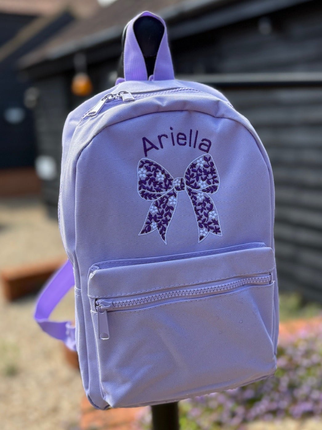 Personalised Embroidered Flower Bow Rucksack - Little Mamma Duck