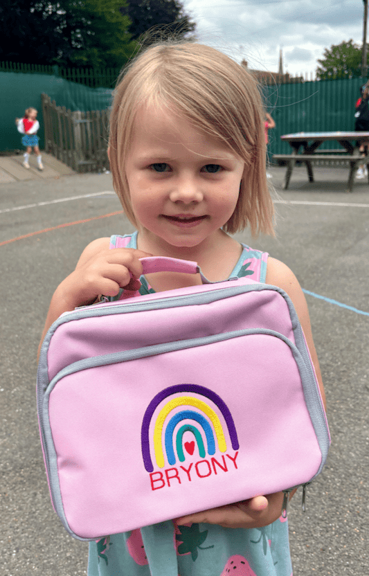 Personalised Embroidered Rainbow Lunch Bag Set - Little Mamma Duck