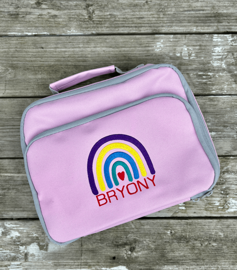 Personalised Embroidered Rainbow Lunch Bag Set - Little Mamma Duck