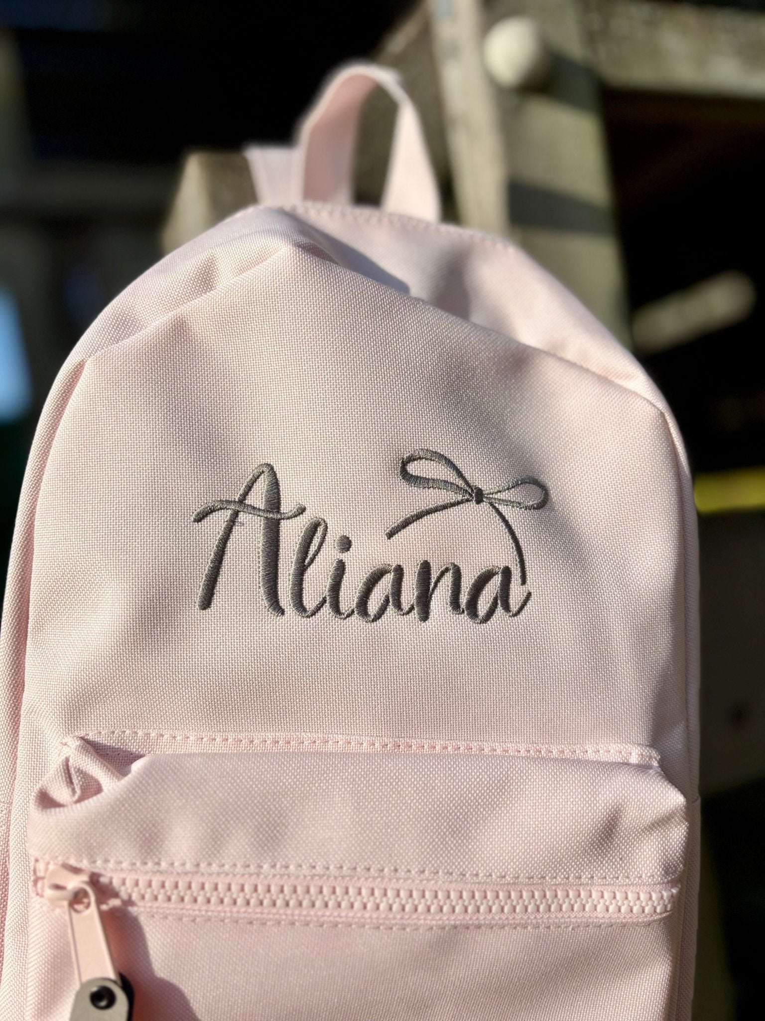 Personalised Embroidered Script Bow Backpack - Little Mamma Duck