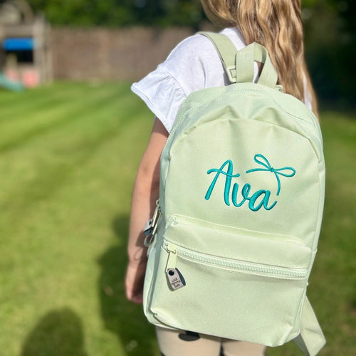 Personalised Embroidered Script Bow Backpack - Little Mamma Duck