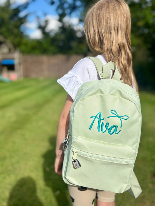 Personalised Embroidered Script Bow Backpack - Little Mamma Duck