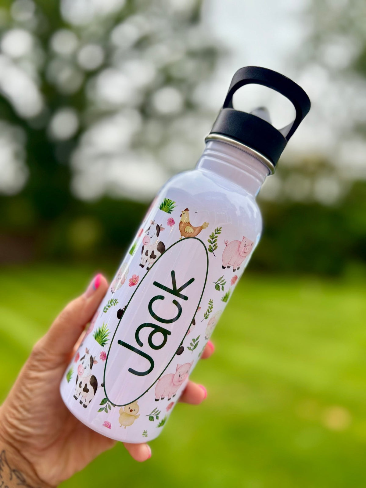 Personalised Farm Water Bottle - Little Mamma Duck
